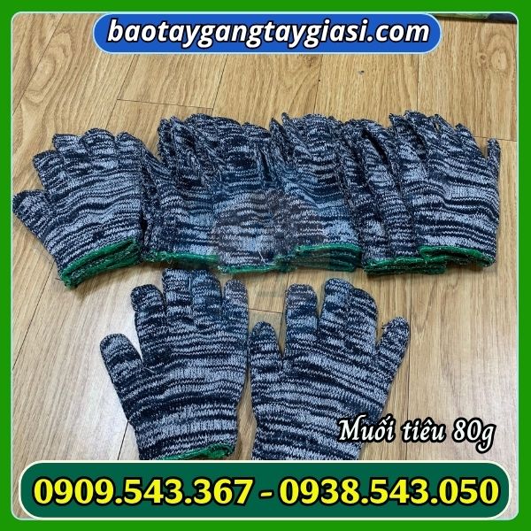 Găng tay len muối tiêu 80g Găng tay len muối tiêu