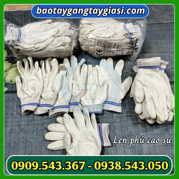 Găng tay len phủ cao su Găng tay len