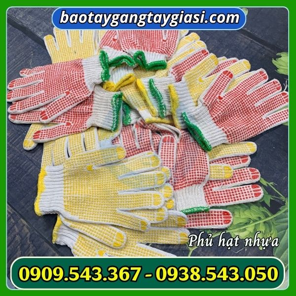 Găng tay len phủ hạt nhựa Găng tay len