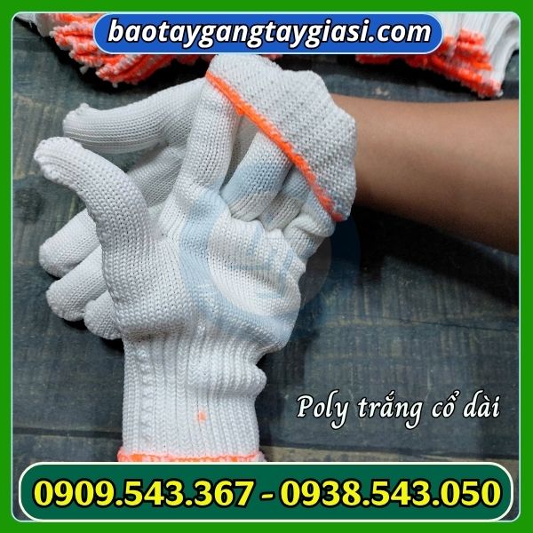Găng tay len poly trắng Găng tay len poly trắng