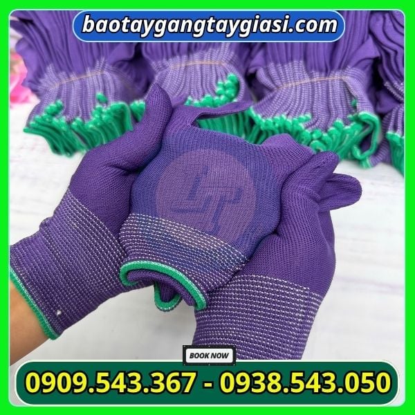 Găng tay thun mỏng màu tím co giãn tốt Găng tay thun mỏng màu tím