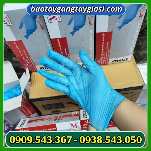 Găng tay y tế Vglove màu xanh không bột chất lượng Găng tay y tế Vglove màu xanh