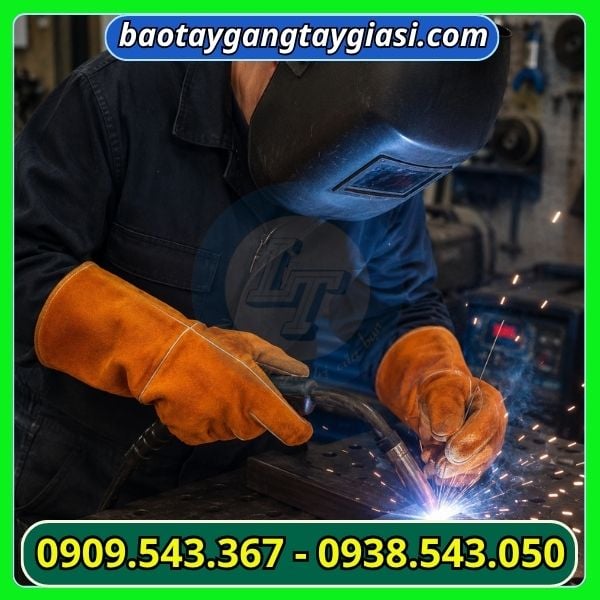 Ứng dụng găng tay da hàn làm việc Găng tay da hàn con ngựa giá rẻ tại xưởng