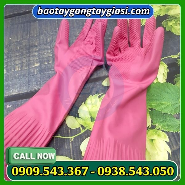 Găng tay cao su nam long màu hồng Găng tay cao su nam long màu hồng