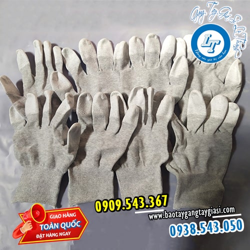 Găng tay phủ PU đầu ngón xám Găng tay phủ PU đầu ngón xám