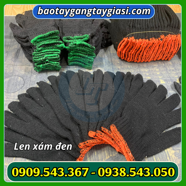 Găng tay xám đen Găng tay poly đen