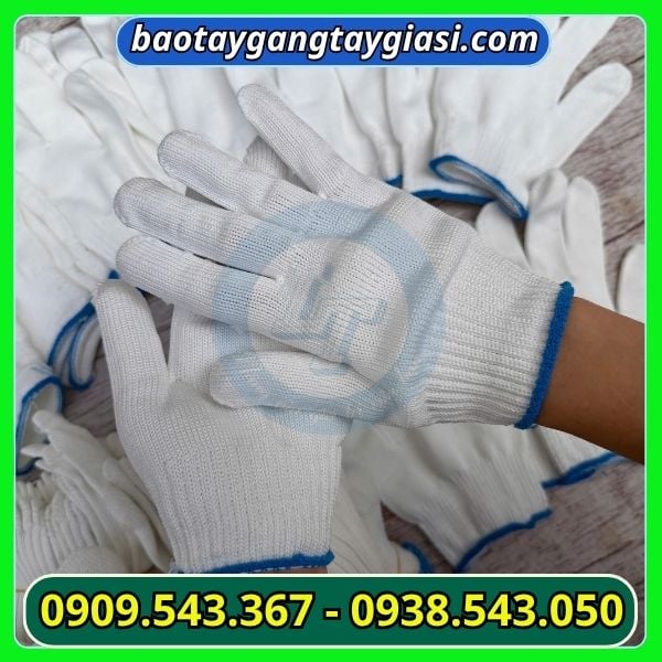 Găng tay len poly trắng 40g giá sỉ tốt Găng tay len poly trắng 40g
