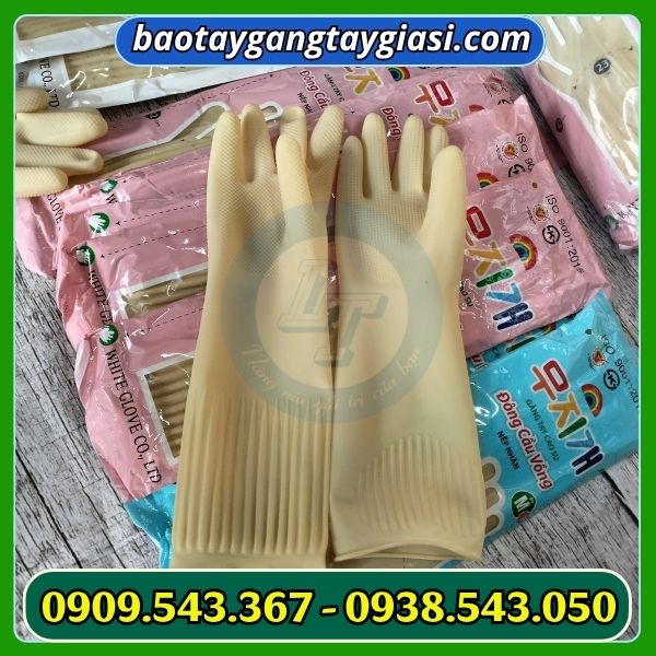 Găng tay cao su đông cầu vồng nếp nhăn Găng tay cao su đông cầu vồng nếp nhăn