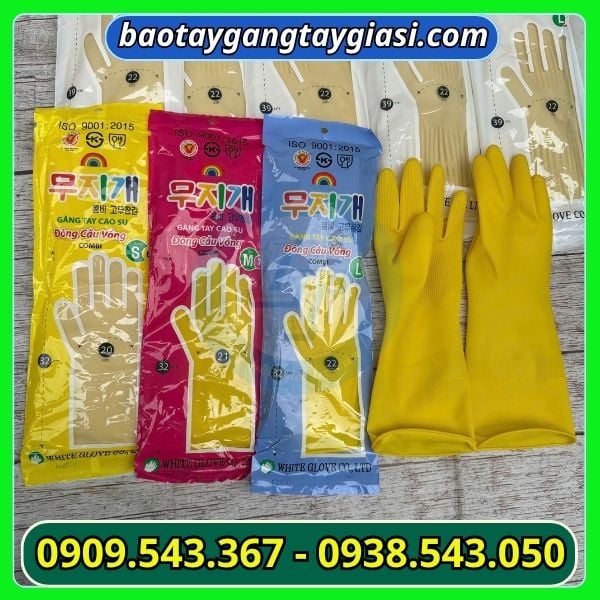 Găng tay cao su Đông Cầu Vồng nhiều size Găng tay cao su Đông Cầu Vồng