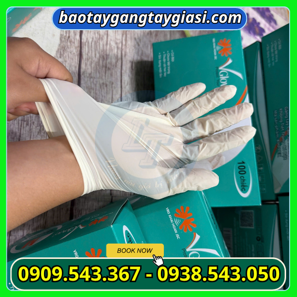 Găng tay y tế Vglove giá sỉ có bột Găng tay y tế Vglove giá sỉ có bột