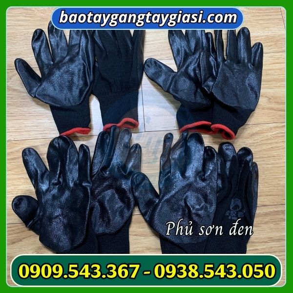 Găng tay phủ sơn đen Găng tay phủ pu sơn đen