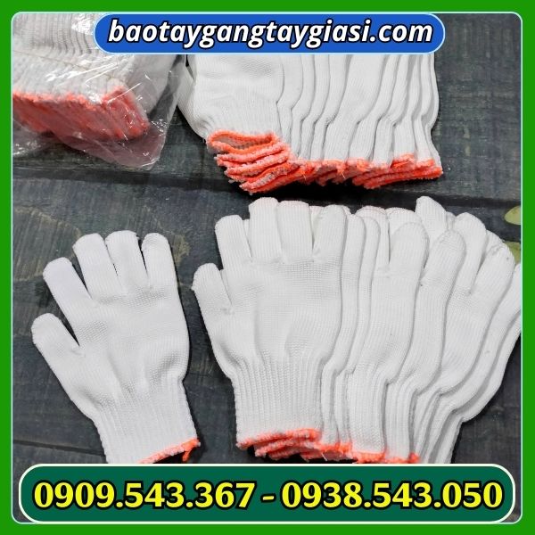 Găng tay sợi poly trắng cổ dài 70g