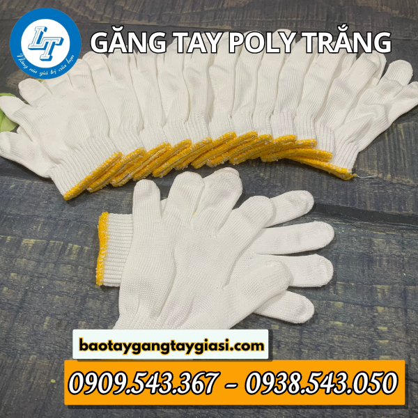 Găng tay poly trắng