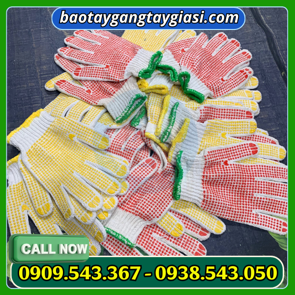 Găng tay phủ hạt nhựa Găng tay phủ hạt nhựa