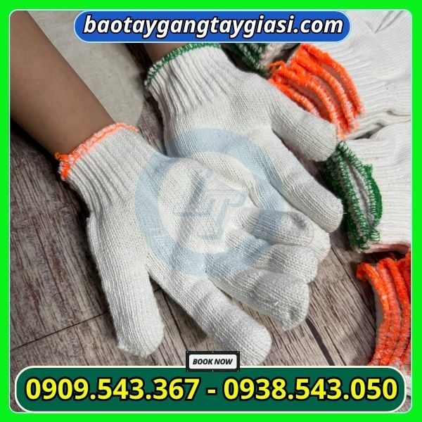 Găn tay len cotton trắng Găn tay len cotton trắng