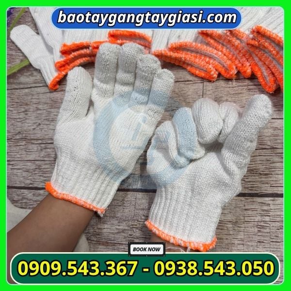 Găn tay len cotton trắng Găn tay len cotton trắng