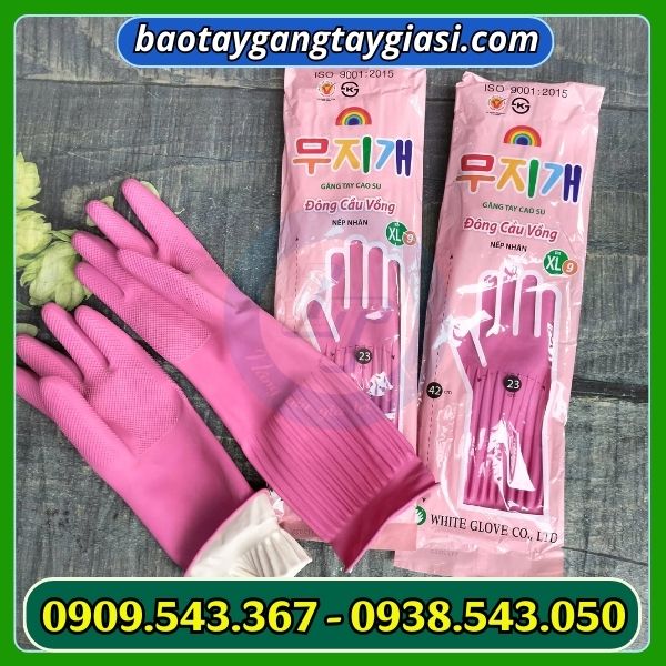 Găng tay cao su Đông Cầu Vồng màu Hồng Găng tay cao su Đông Cầu Vồng