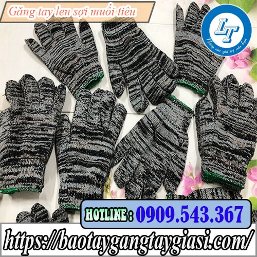 Găng tay len muối tiêu giá rẻ