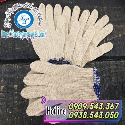 Bao tay kem trắng viền xanh