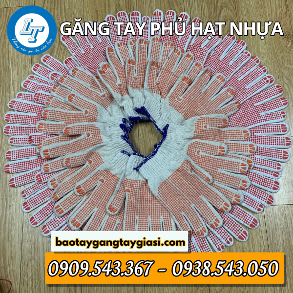 Găng tay len phủ hạt nhựa Găng tay len phủ hạt nhựa