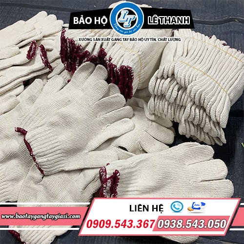 Bao tay len trắng công nghiệp dày chắc độ an toàn cao Bao tay len trắng công nghiệp dày chắc độ an toàn cao