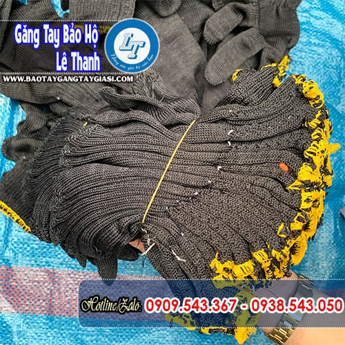 Bao tay sợi poly đen được đóng gói 10 đôi bịch