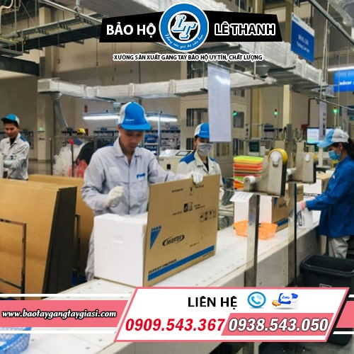 Bao tay vải ráp kẻ chuyên dùng kiểm tra đóng gói hàng hóa Bao tay vải ráp kẻ chuyên dùng kiểm tra đóng gói hàng hóa