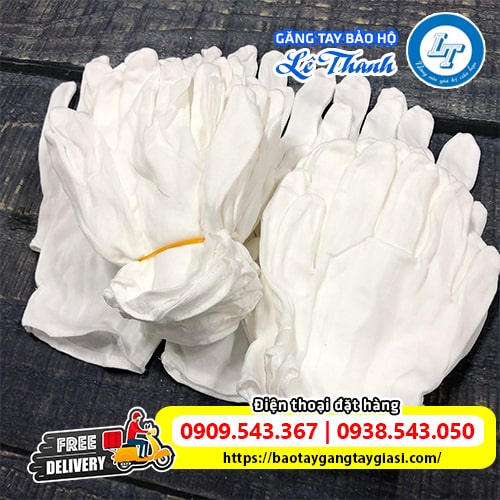 Bao tay vải thun trắng L+2 giá rẻ trực tiếp ở xưởng Bao tay vải thun trắng L+2 giá rẻ trực tiếp ở xưởng
