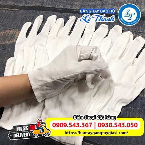 Bao tay vải thun trắng L+2 Bao tay vải thun trắng L+2
