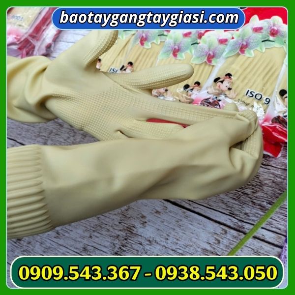 Găng tay cao su bề mặt chống trơn trượt tốt Găng tay cao su gia dụng