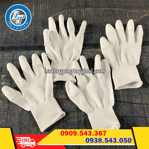 Bỏ sỉ găng tay thun trắng phủ PU đầu ngón giá rẻ nhất Bỏ sỉ găng tay thun trắng phủ PU đầu ngón giá rẻ nhất