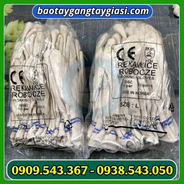 Găng tay len phủ cao su bịch 10 đôi Găng tay len phủ cao su