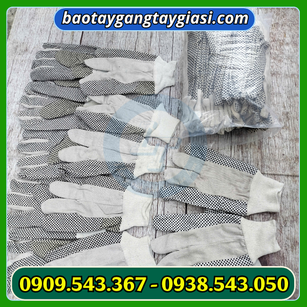 Găng tay vải bạt phủ hạt nhựa Găng tay vải bạt phủ hạt nhựa