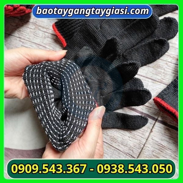 Găng tay poly 50g cổ tay bo chun chắc chắn Găng tay poly 50g