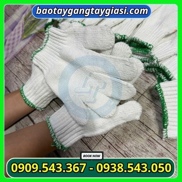 Găn tay len cotton trắng báo giá sỉ rẻ Găn tay len cotton trắng