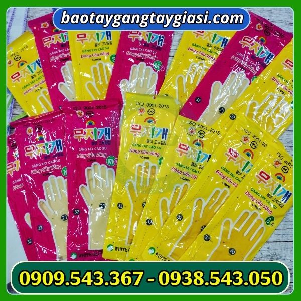 Găng tay cao su đông cầu vồng Găng tay cao su đông cầu vồng