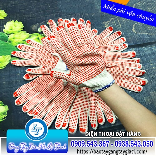 Găng tay bảo hộ phủ hạt nhựa chống mài mòn độ bám dính cao Găng tay bảo hộ phủ hạt nhựa chống mài mòn độ bám dính cao