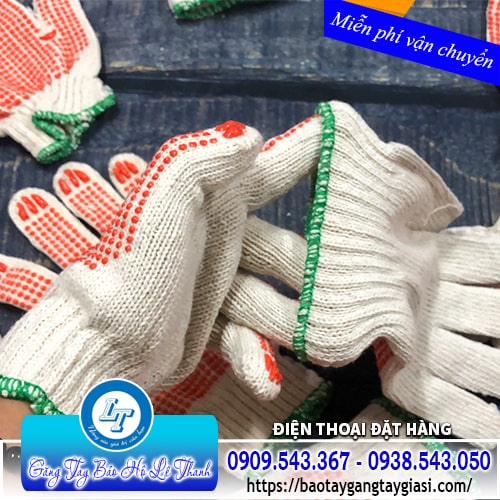 Găng tay bảo hộ phủ hạt nhựa co giãn linh hoạt