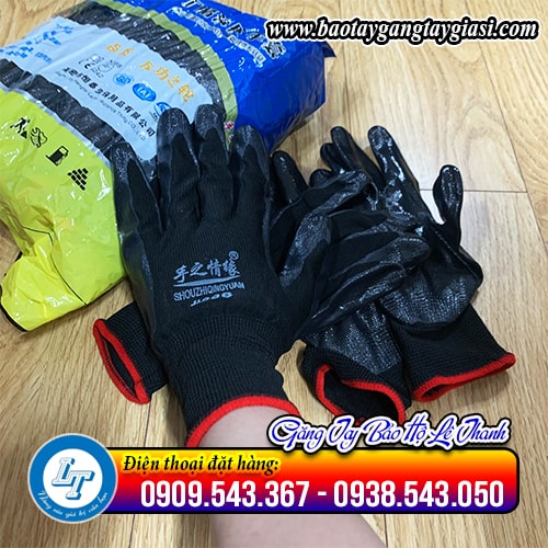 Găng tay bảo hộ phủ sơn đen chống trượt chống dầu