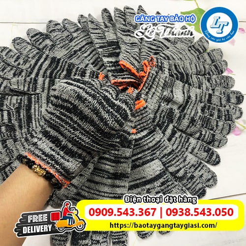 Găng tay bảo hộ sợi len muối tiêu co giãn vượt trội Găng tay bảo hộ sợi len muối tiêu co giãn vượt trội