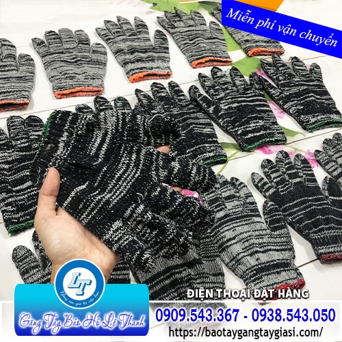 Găng tay bảo hộ sợi len muối tiêu Găng tay bảo hộ sợi len muối tiêu