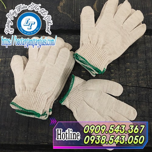 Găng tay bảo hộ sợi len viền xanh