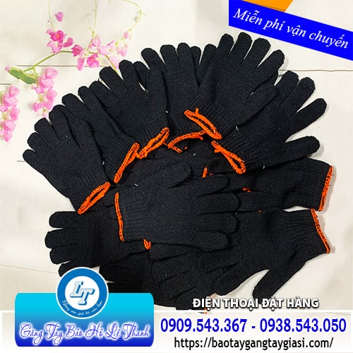 Găng tay bảo hộ sợi len xám đen Găng tay bảo hộ sợi len xám đen