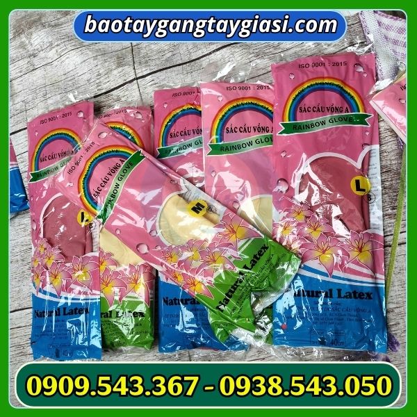 Găng tay cao su sắc cầu vồng Găng tay cao su sắc cầu vồng