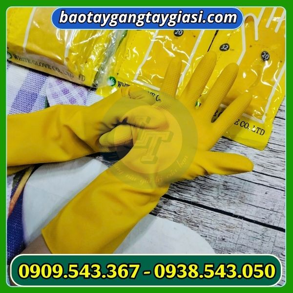 Bề mặt trong có vân nổi chống trơn trượt Găng tay cao su đông cầu vồng siêu bền