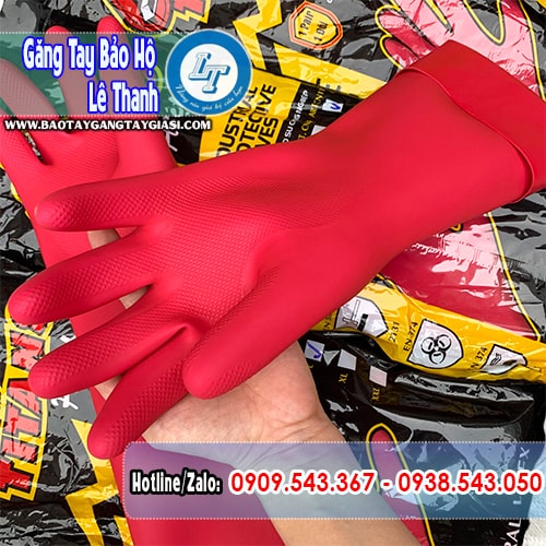 Găng tay cao su công nghiệp chống trượt chống nước hóa chất