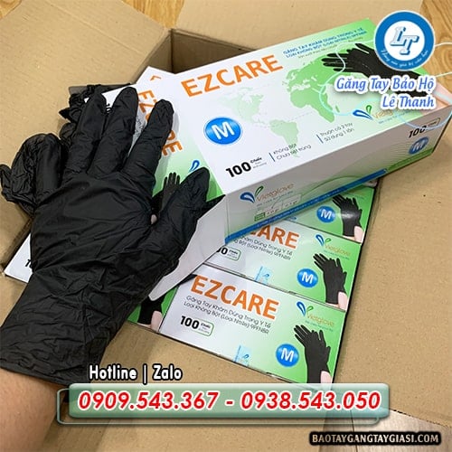 Găng tay cao su đen chuyên dùng trong y tế làm đẹp Găng tay cao su đen chuyên dùng trong y tế làm đẹp