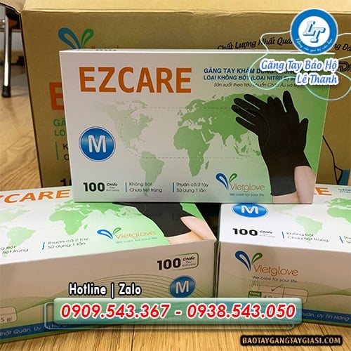 Găng tay cao su đen hộp 100 chiếc Găng tay cao su đen hộp 100 chiếc