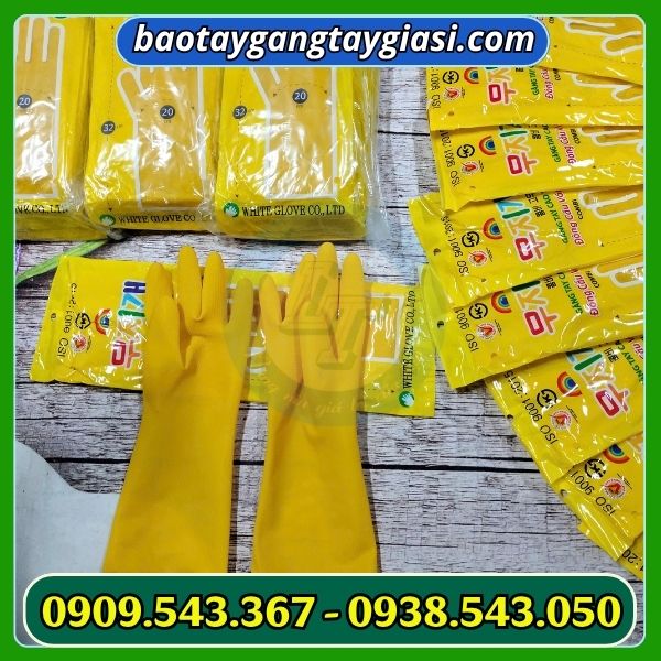Găng tay cao su đông cầu vồng combi màu vàng Găng tay cao su đông cầu vồng combi
