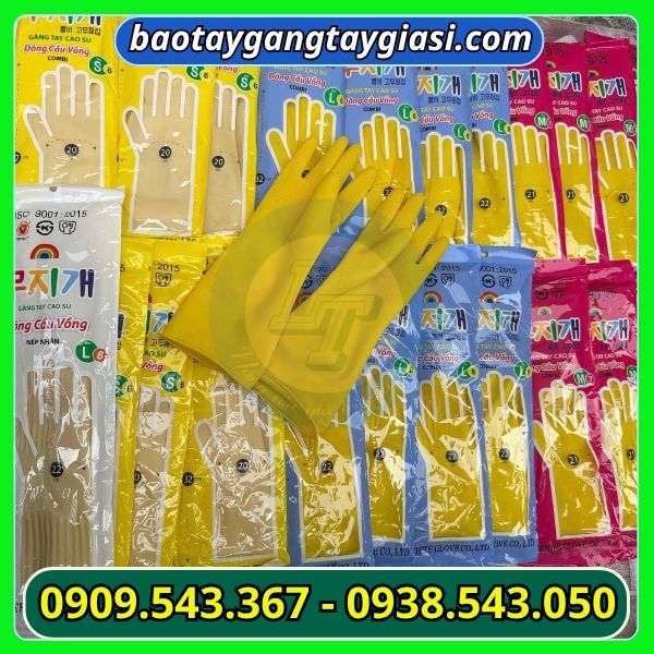 Găng tay cao su đông càu vồng combi nhiều size Găng tay cao su đông càu vồng combi nhiều size